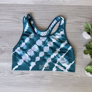 VS PINK seamless lightly lined teal tie dye sports bra size M EUC